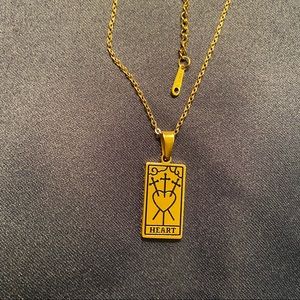 Heart tarot card necklace